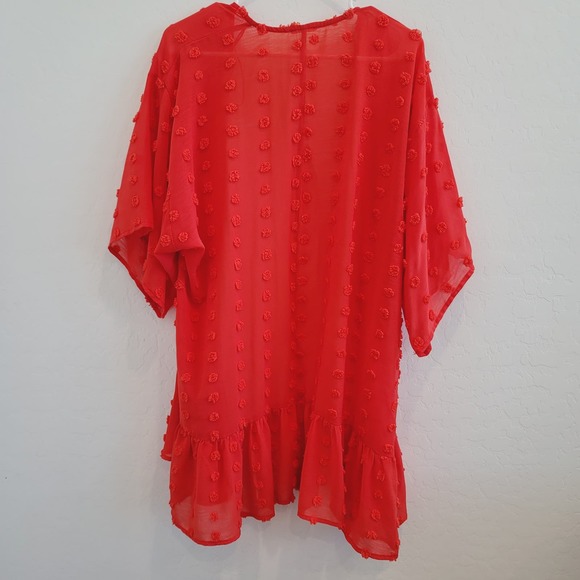 143 Story by Line Up Red Swiss Dots Kimono Cover Up Women's Size Small - Picture 3 of 10